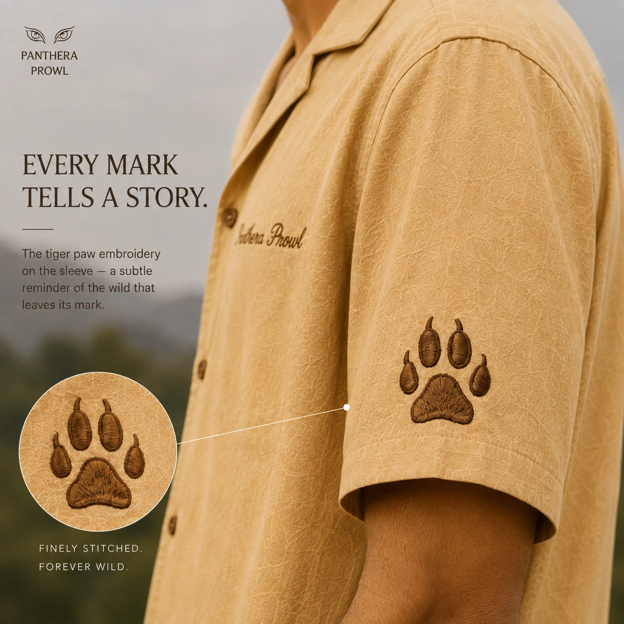 Roar of Ranthambore Embroidered Shirt - Silhouette